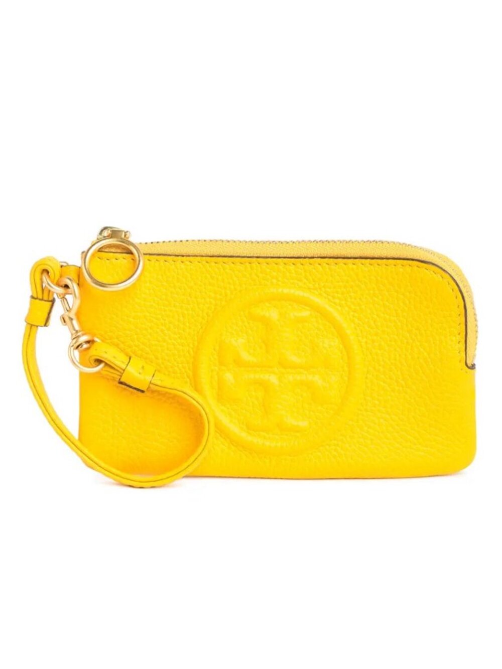 NWT Tory Burch Perry Bombe Card Case Small Leather Wristlet Goldfinch Yellow